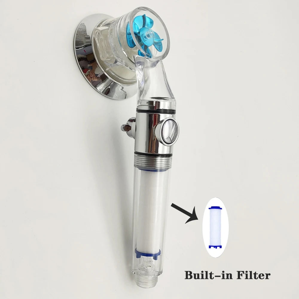 Turbo Shower Head with Filter – 3 Modes & Stop Button