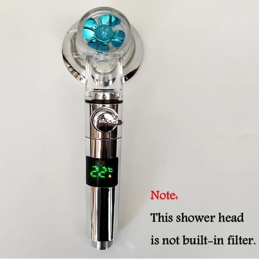 Turbo Shower Head with Filter – 3 Modes & Stop Button