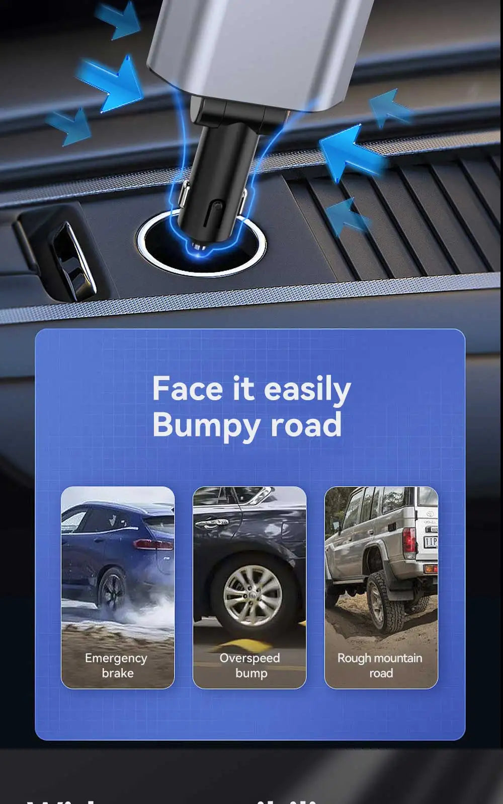 4-in-1 Retractable Car Charger 120W with USB Ports