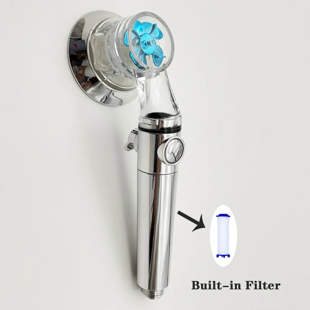 Turbo Shower Head with Filter – 3 Modes & Stop Button